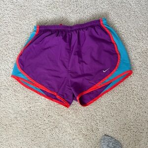 Nike Women's Vibrant Purple and Teal Athletic Shorts